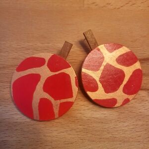 Red and Gold Giraffe Pattern Earrings